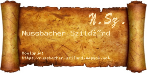 Nussbacher Szilárd névjegykártya